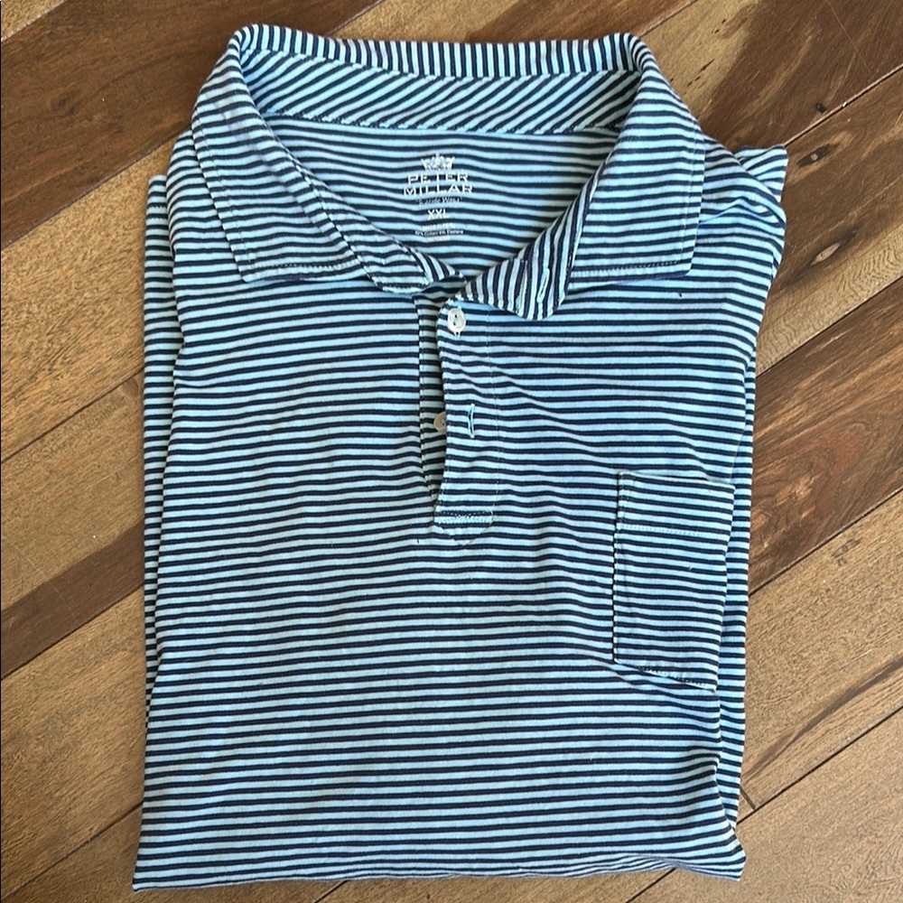 Peter Millar Blue Striped Polo XXL